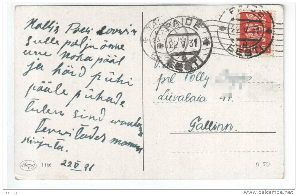 illustration by Fiebiger - grotto , mountains - Amag 1166 - old postcard - circulated in Estonia 1931 , Paide - used - JH Postcards