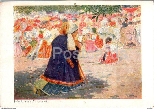 painting by Joza Uprka - women in folk costumes - Czech art - 718 - Czech Republic - unused