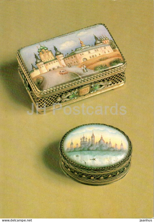 small box Rostov and Twilight by A. Khaunov - Enamel Crafts of Rostov Finift - art - 1989 - Russia USSR - unused - JH Postcards