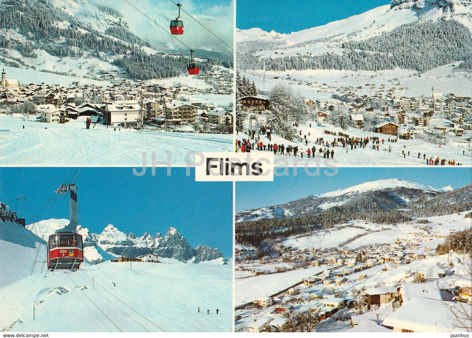 Flims - Gondelbahn - Foppa - Cassons - Tschingelhorner - cable car- multiview - Switzerland - used - JH Postcards