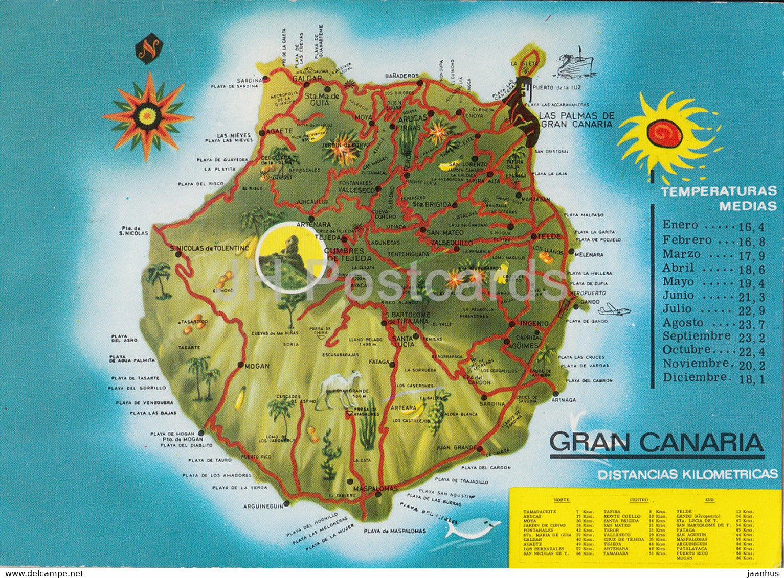 Gran Canaria - Llamada tambien El Continente en Miniatura - Also called The Little Continent - map - 1979 - Spain - used - JH Postcards