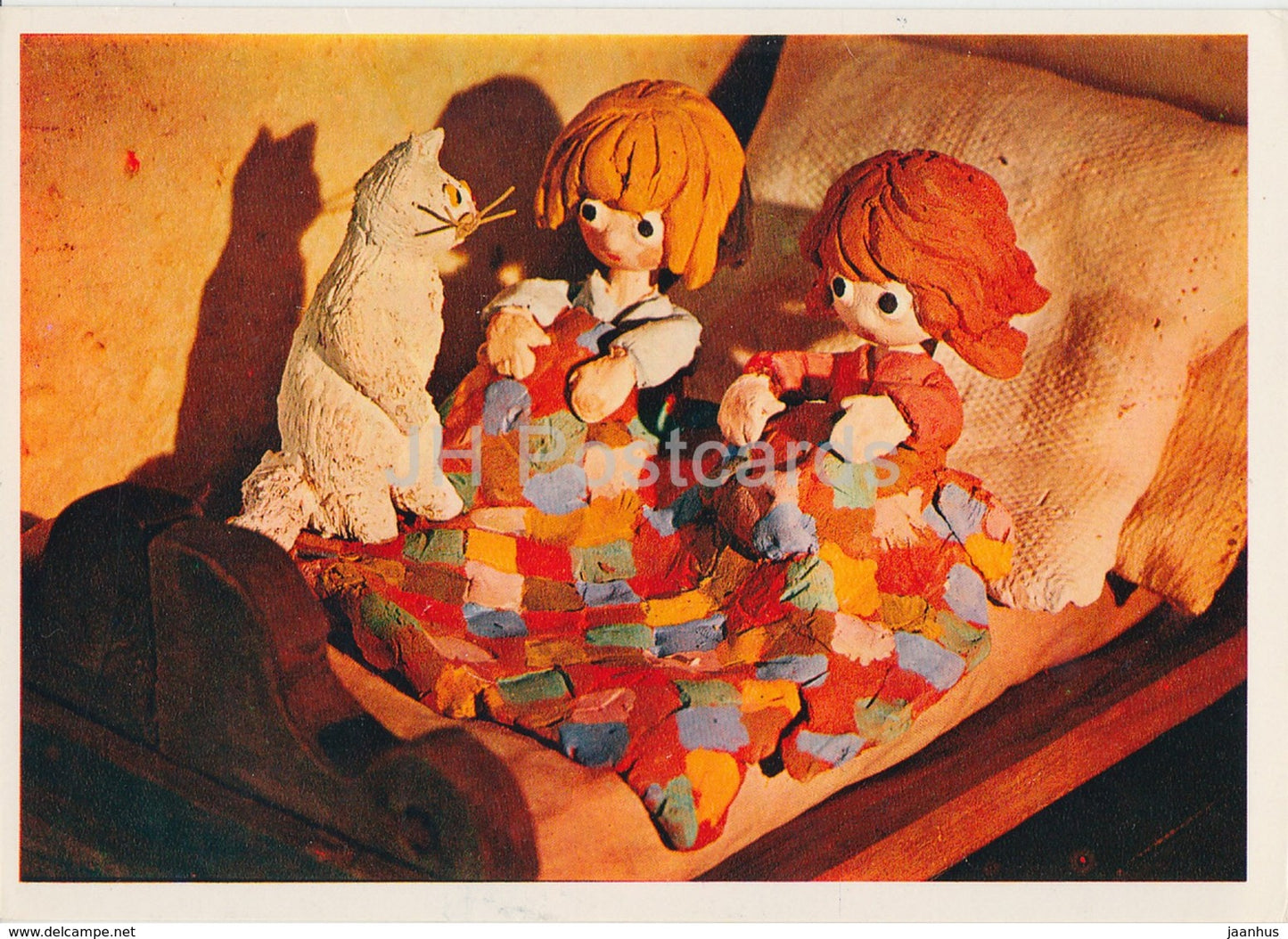 Hansel and Gretel by Brothers Grimm - cat - bed - dolls - Fairy Tale - 1975 - Russia USSR - unused - JH Postcards