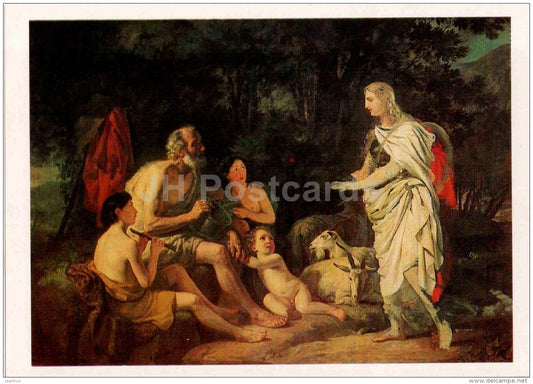 painting by K. Bryullov - Erminia among the shepherds , 1824 - Russian art - 1985 - Russia USSR - unused - JH Postcards