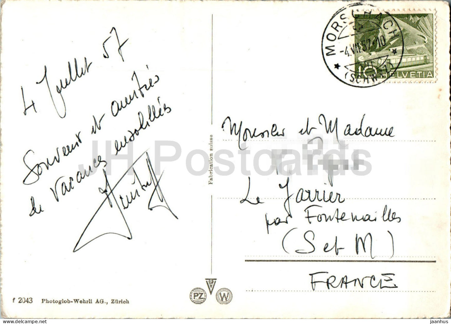 Axenstrasse am Vierwaldstattersee mit Gitschen und Urirotstock - 2043 - old postcard - 1957 - Switzerland - used