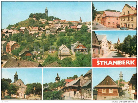 Stramberk - castle - town views - architecture - Czechoslovakia - Czech - unused - JH Postcards