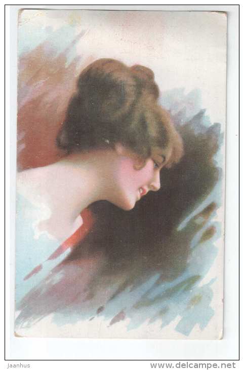 illustration - woman - LP 339/III - old postcard - circulated in Estonia 1923 - used - JH Postcards
