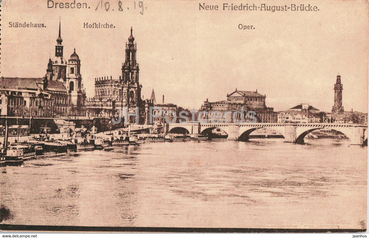 Dresden - Neue Friedrich August Brucke - bridge - old postcard - 1919 - Germany - used - JH Postcards