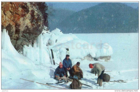 skiing - winter - Lake Teletskoye - Altay - 1972 - Russia USSR - unused - JH Postcards