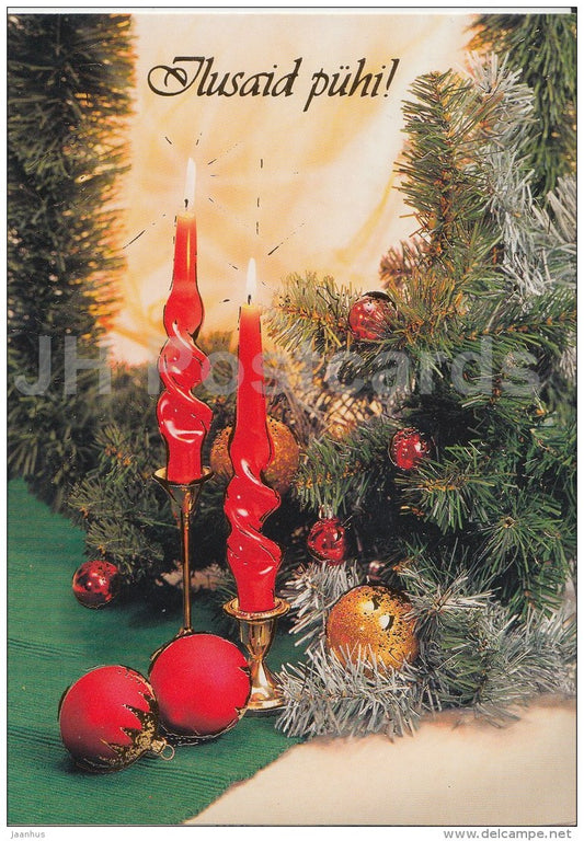 Christmas Greeting Card - candles - decorations - Estonia - used in 2005 - JH Postcards