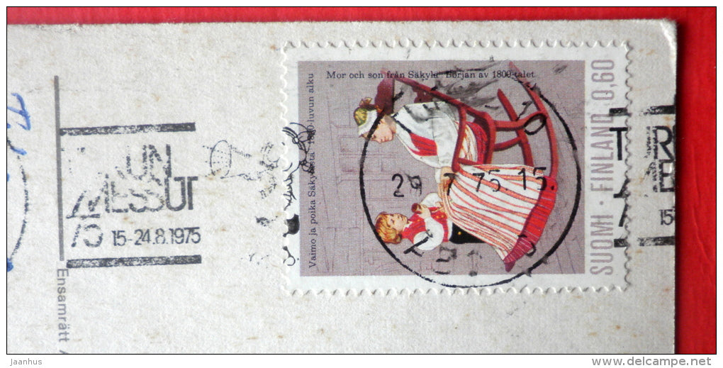 Kronborg Castle - map - Helsingor - Helsingborg - Denmark - Sweden - sent from Finland to Estonia USSR 1975 - JH Postcards