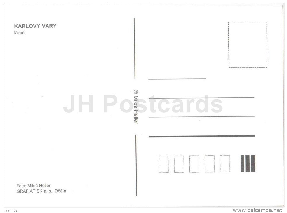 spa - bridge - fountain - Karlovy Vary - Karlsbad - Czech - unused - JH Postcards