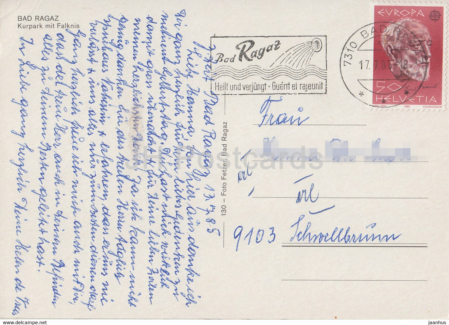 Bad Ragaz - Kurpark mit Falknis - 1985 - Suisse - occasion