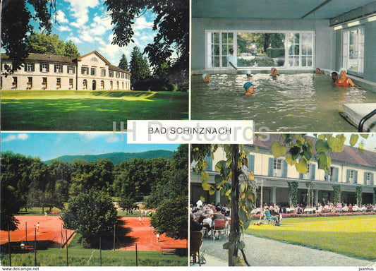Bad Schinznach - Parkhotel Kurhaus - pool - Tennis court - multiview - 1979 - Switzerland - used - JH Postcards
