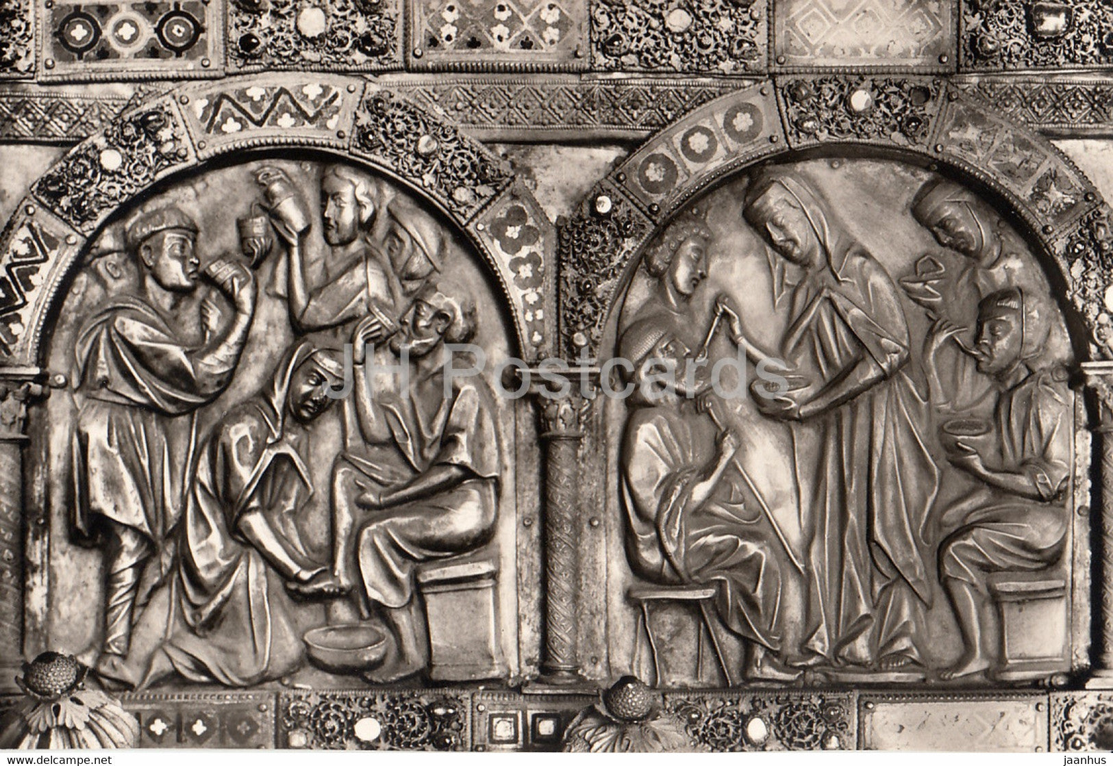 Marburg - Elisabethkirche - Sakristei - Elisabethschrein - Dachrelief - Fusswaschung und Speisung - Germany - unused - JH Postcards