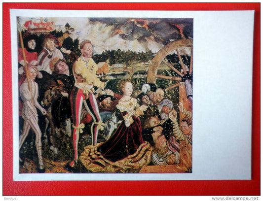 painting by Lucas Cranach the Elder . Altar of St Catherine - german art - unused - JH Postcards