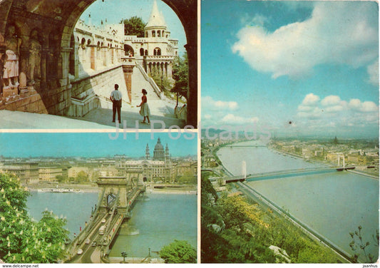 Greetings from Budapest - bridge - architecture - multiview - Hungary - used - JH Postcards