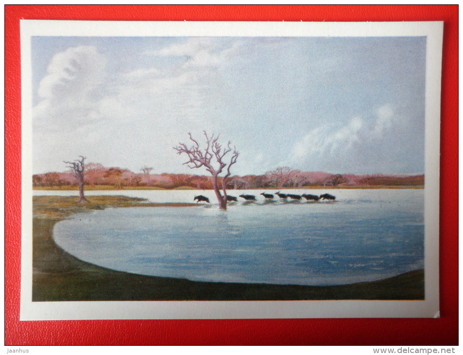 painting by A. Akhaltsev . The Beginning of the Rainy Season . Sri Lanka - russian art - unused - JH Postcards