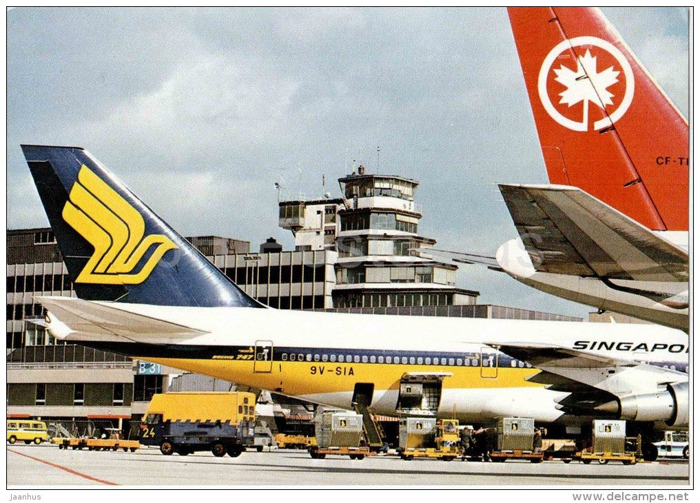 Frankfurt am Main - Flughafen Kontrollturm Singapore Airlines Flugzeug Plane - airport - Germany - ungelaufen - JH Postcards