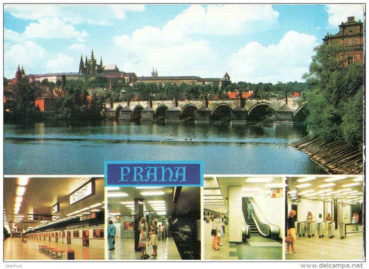 Charles bridge - metro - Praha - Prague - Czechoslovakia - Czech - used 1978 - JH Postcards