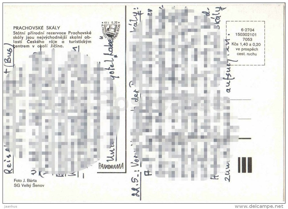 Prachovske Skaly - Rocks - Prachovo Rocks - Czechoslovakia - Czech - used - JH Postcards