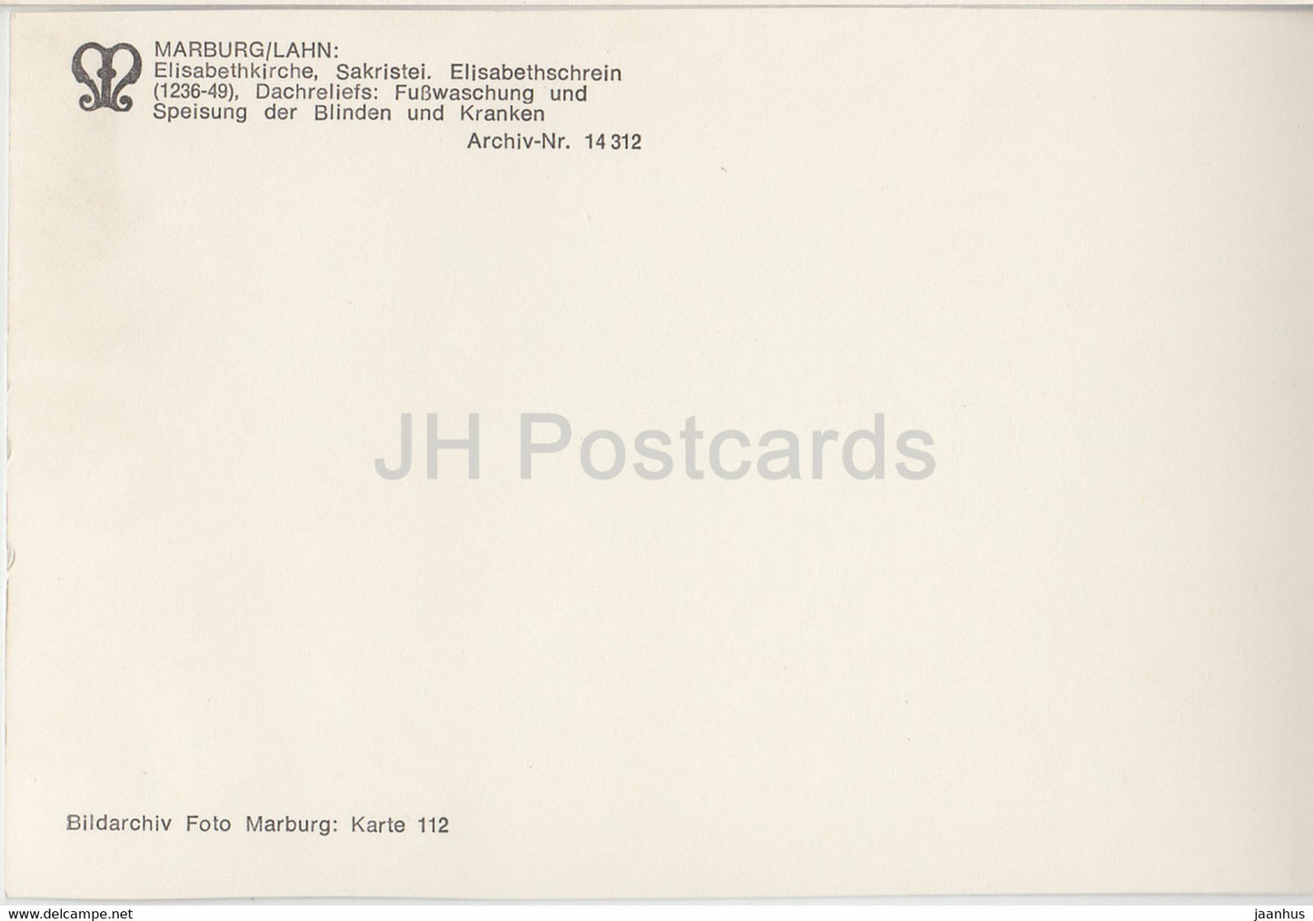 Marburg - Elisabethkirche - Sakristei - Elisabethschrein - Dachrelief - Fusswaschung und Speisung - Deutschland - unbenutzt