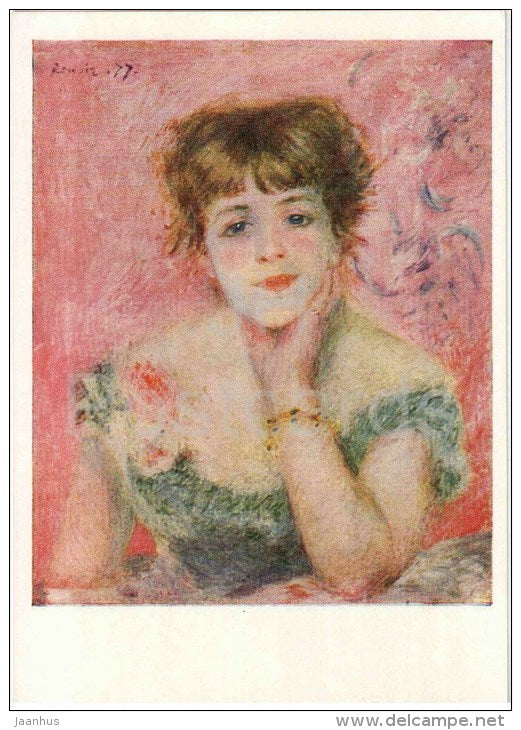 painting by Pierre-Auguste Renoir - Portrait of Actress Jeanne Samary - woman - theatre - french art - unused - JH Postcards