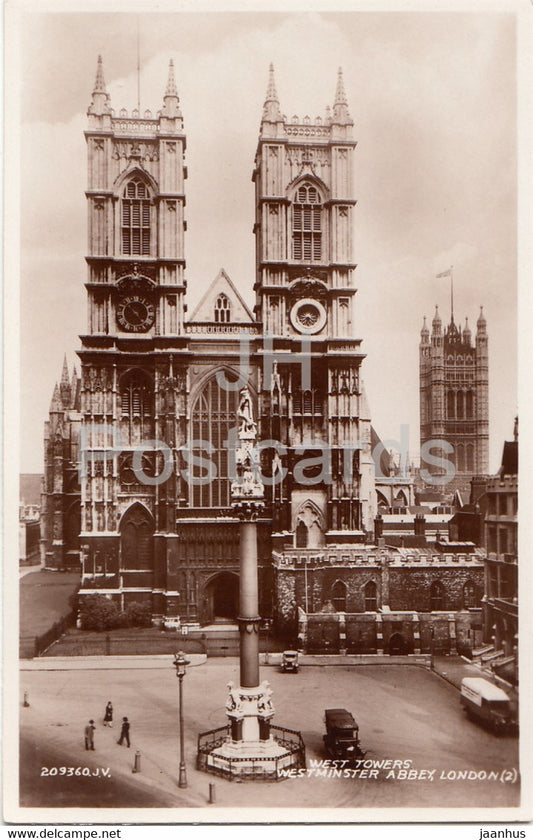 London - West Towers - Westminster Abbey - 209360 - Valentine - old postcard - England - United Kingdom - unused - JH Postcards