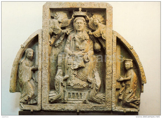 sculpture by Bohemian Master - Virgin Enthroned - Czech art - large format card - Czech - unused - JH Postcards