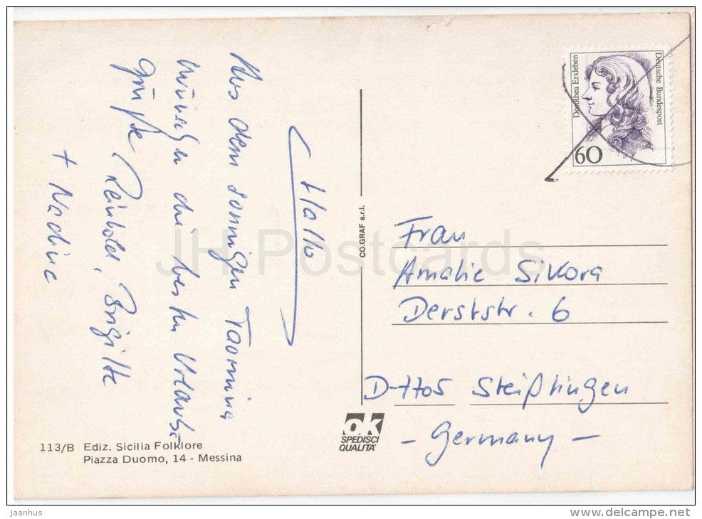 volcano - Saluti da Taormina - Sicilia - 113/B - Italia - Italy - used - JH Postcards