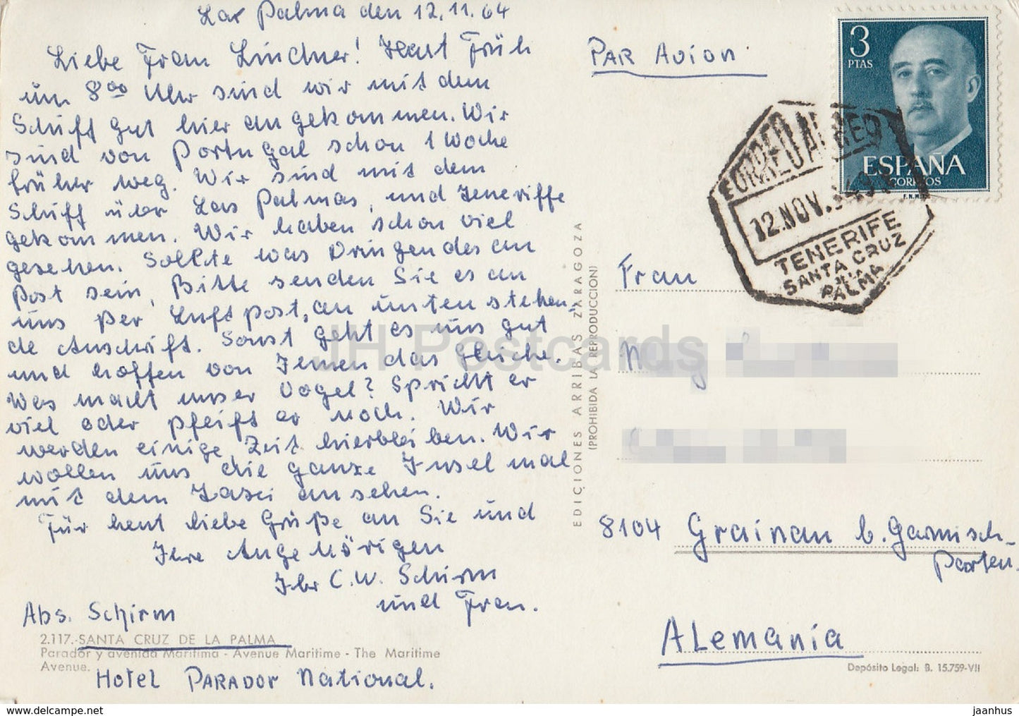 Santa Cruz de La Palma - Avenue Maritime - voiture - 2117 - 1964 - Espagne - occasion