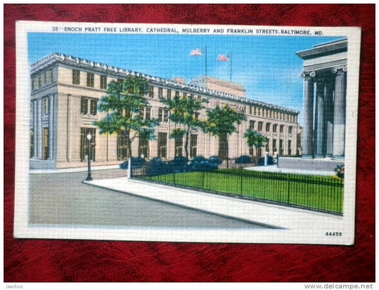 Enoch Pratt Free Library - Cathedral, Mulberry and Franklin Streets - Baltimore - Maryland - USA - unused - JH Postcards