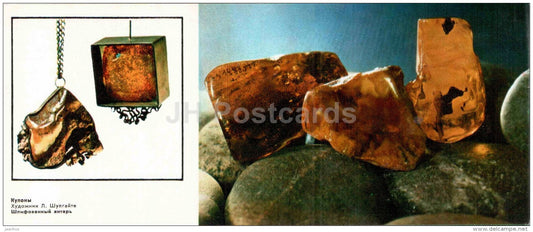 pendants - polished amber - Amber Products - 1976 - Russia USSR - unused - JH Postcards