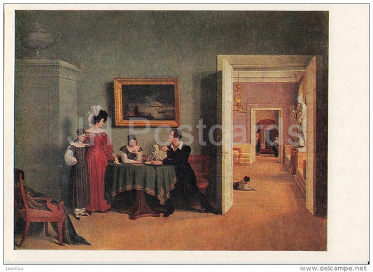 painting by F. Tolstoy - Family Portrait , 1830 - Russian art - Russia USSR - 1987 - unused - JH Postcards