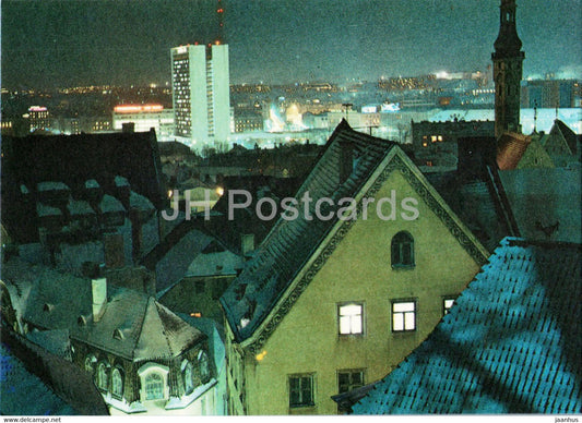 New Year Greeting Card - Tallinn - Old Town View - 1986 - Estonia USSR - unused - JH Postcards
