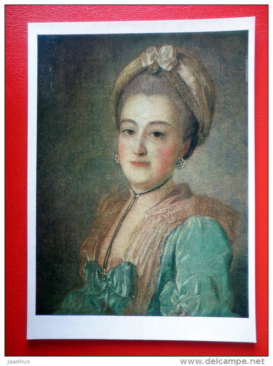 painting by F. Rokotov . Portrait of A. Kurakina - woman - russian art - unused - JH Postcards
