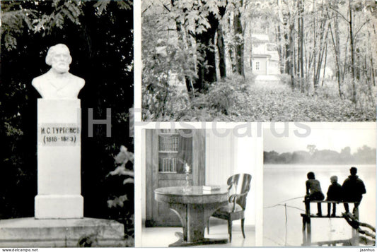 Russian writer Ivan Turgenev - bust - Park in Spasskoye-Lutovinovo - library - Snezhed - 1984 - Russia USSR - unused