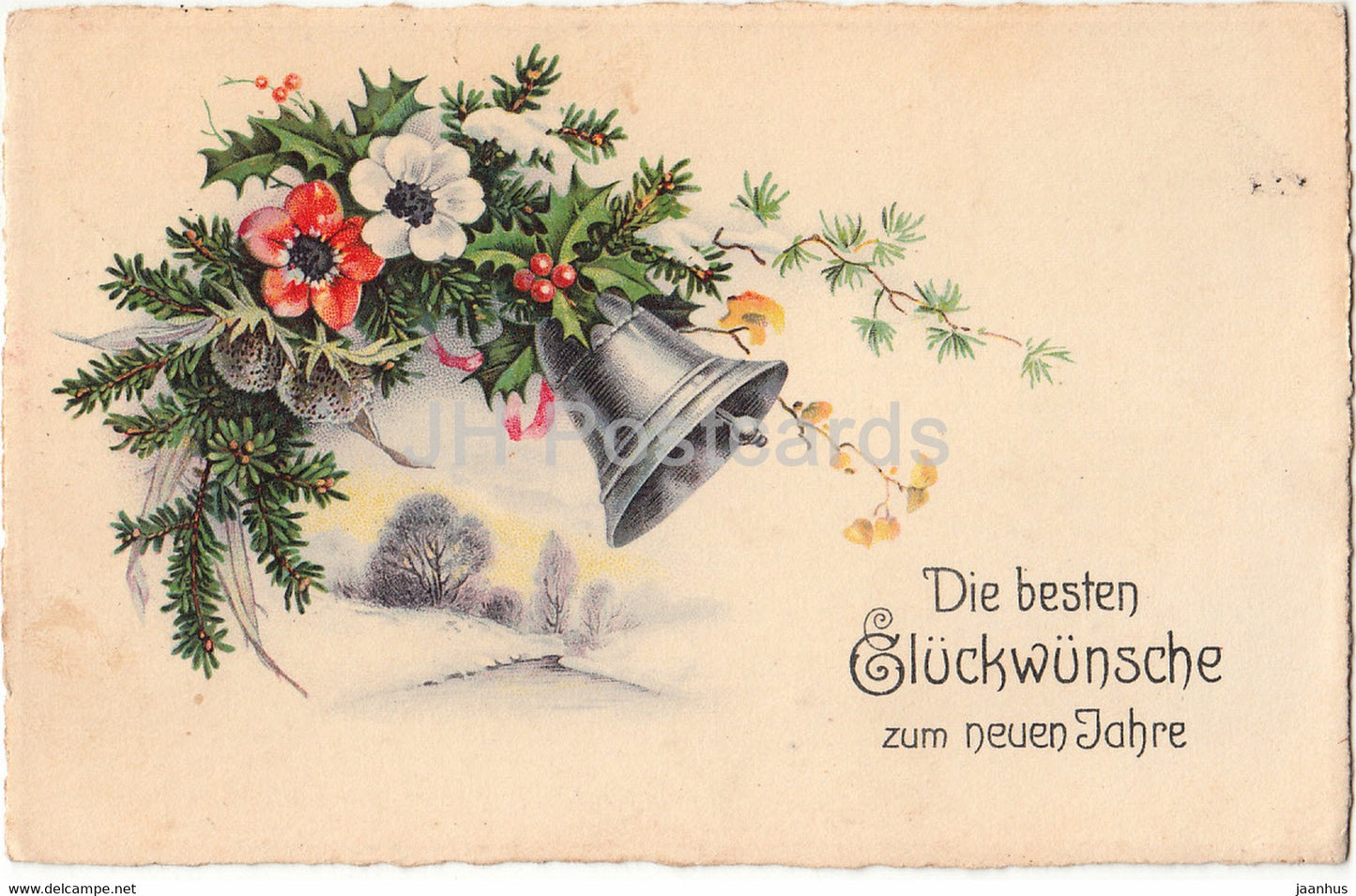 New Year Greeting Card - Die besten Gluckwunsche zum neuen Jahre - Erika 6426 - old postcard - 1933 - Germany - used - JH Postcards
