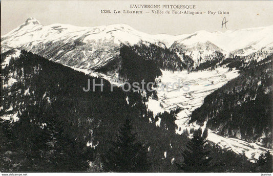 Le Lioran - Vallee de Font Allagnon - Puy Griou - 1736 - old postcard - France - unused - JH Postcards