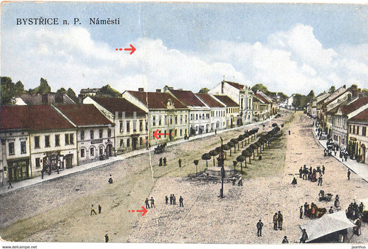 Bystrice n P - Namesti - old postcard - Czech Republic - unused - JH Postcards