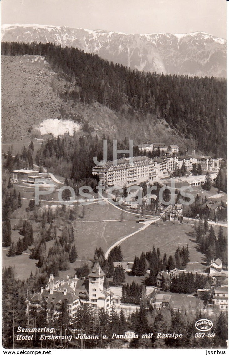 Semmering - hotel Erzherzog Johann u Panhans mit Raxalpe - 937-59 - old postcard - Austria - unused - JH Postcards