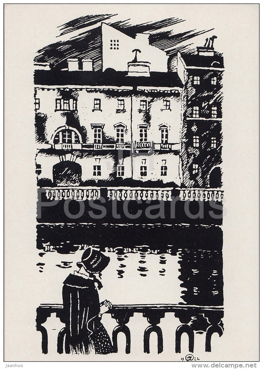 illustration by K. Pomerantsev - 1 - White Nights by F. Dostoyevsky - 1961 - Russia USSR - unused - JH Postcards