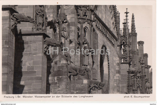 Freiburg i Br - Munster - Wasserspeier an der Sudseite des Langhauses - old postcard - Germany - unused - JH Postcards
