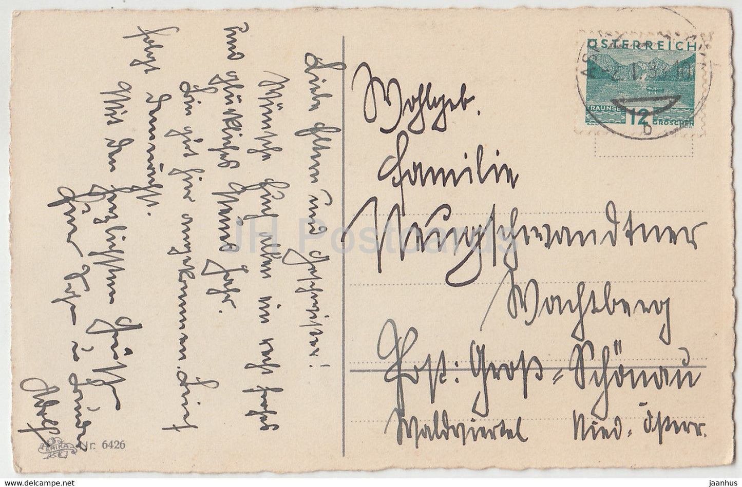 New Year Greeting Card - Die besten Gluckwunsche zum neuen Jahre - Erika 6426 - old postcard - 1933 - Germany - used