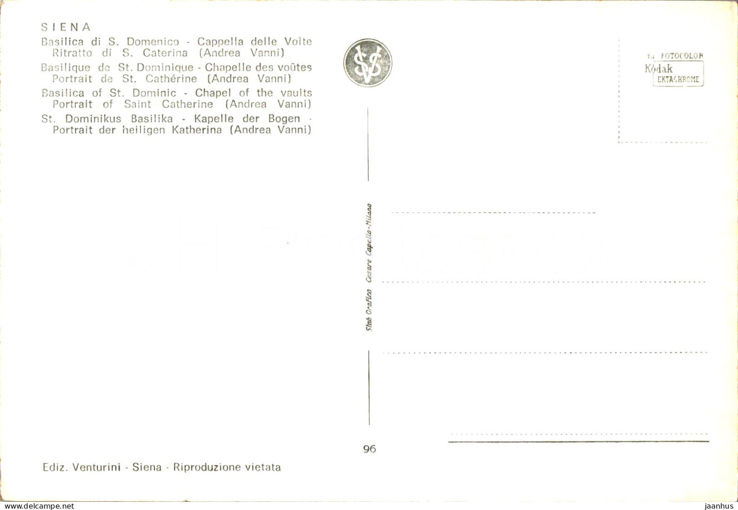 Siena - Basilika S. Domenico - Cappella delle Volte Ritratto di S. Caterina - Basilika - Porträt 96 - Italien - unbenutzt
