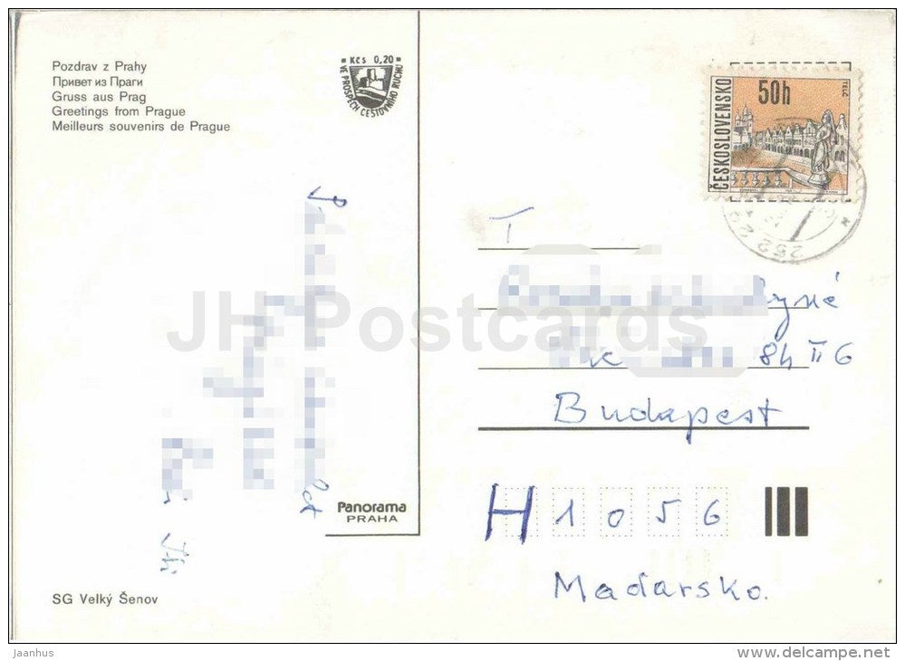 Greetings from Prague - castle - architecture - buildings - Praha - Prague - Czechoslovakia - Czech - used - JH Postcards