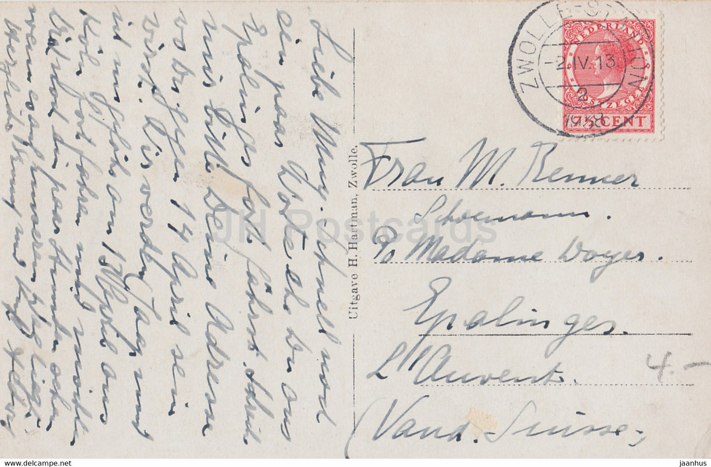 Zwolle - Sassenpoortenbrug - pont - carte postale ancienne - 1913 - Pays-Bas - utilisé