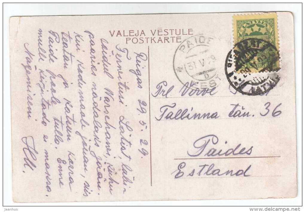Stadttheater und Timmbrücke - bridge - Riga - Latvia - old postcard - sent from Latvia to Estonia 1929 Paide - used - JH Postcards