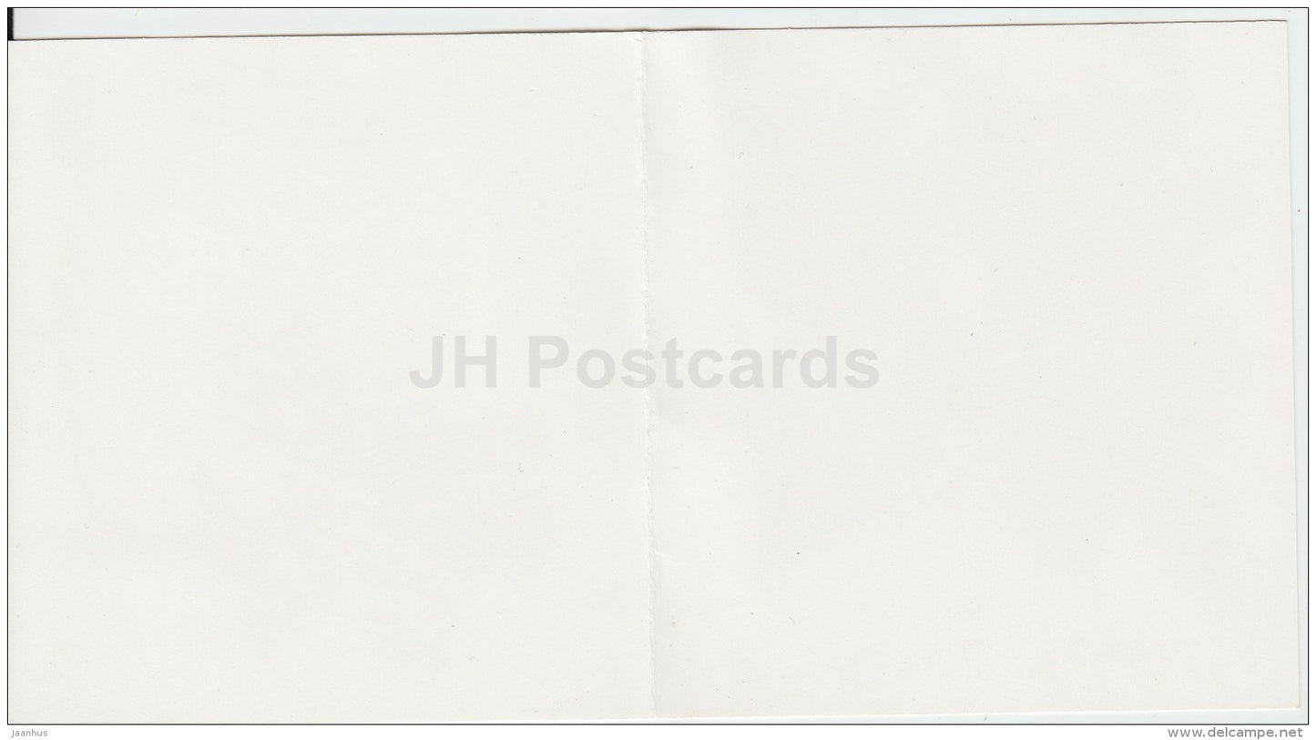 mini New Year greeting card by N. Okhotina - bells - red berries - 1986 - Russia USSR - unused - JH Postcards