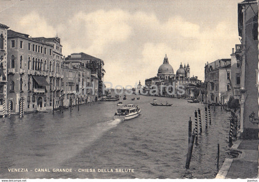 Venezia - Venice - Canal Grande - Chiesa della Salute - boat - The Grand Canal - church - old postcard - Italy - unused - JH Postcards