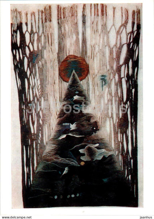gobelin by Aija Baumane - Storm - applied art - Latvian art - 1977 - Latvia USSR - unused - JH Postcards